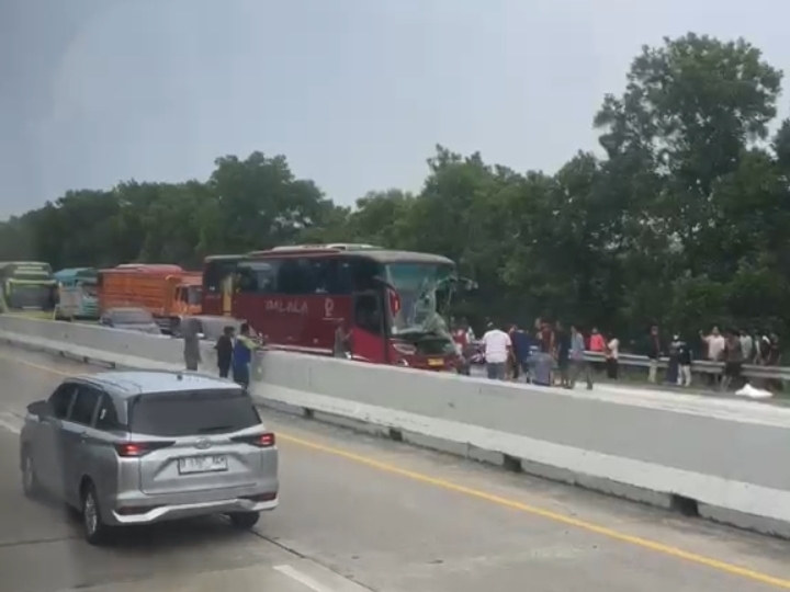 Tabrak Truk di Tol Trans Sumatera KM 44, Bagian Depan Bus Palala Ringsek Parah