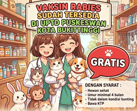 UPTD Puskeswan Pemkot Bukittinggi Kembali Buka Layanan Vaksin Rabies Gratis