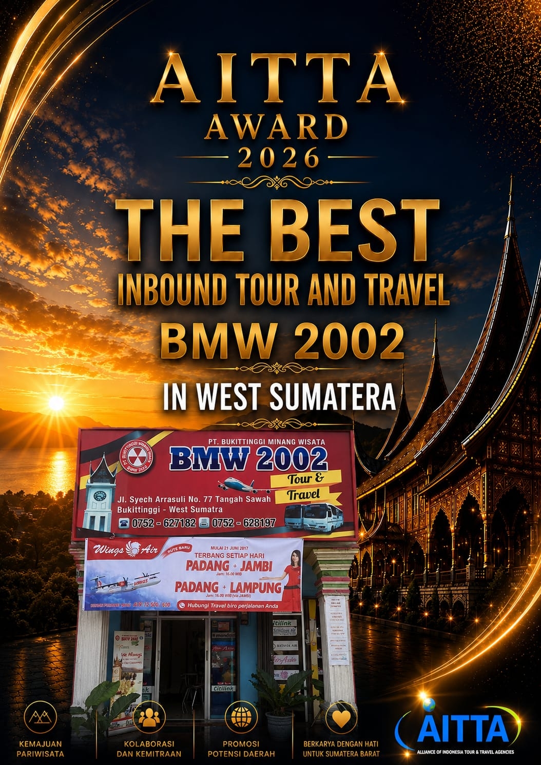 Raih Penghargaan AITTA, BMW 2002 Tour and Travel Tegaskan Komitmen Majukan Pariwisata Sumbar