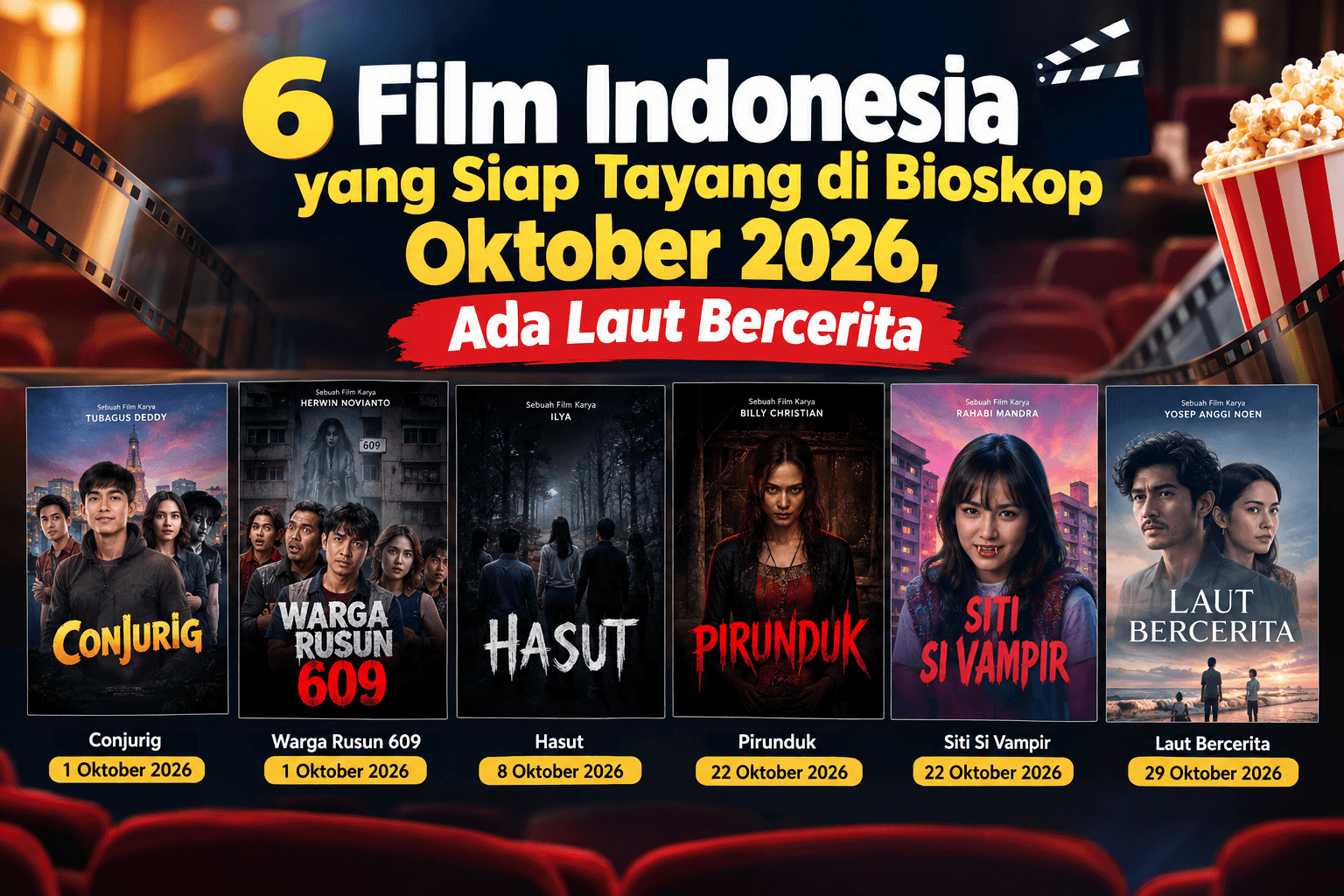 6 Film Indonesia yang Dinantikan Siap Tayang di Bioskop Oktober 2026, Ada Laut Bercerita